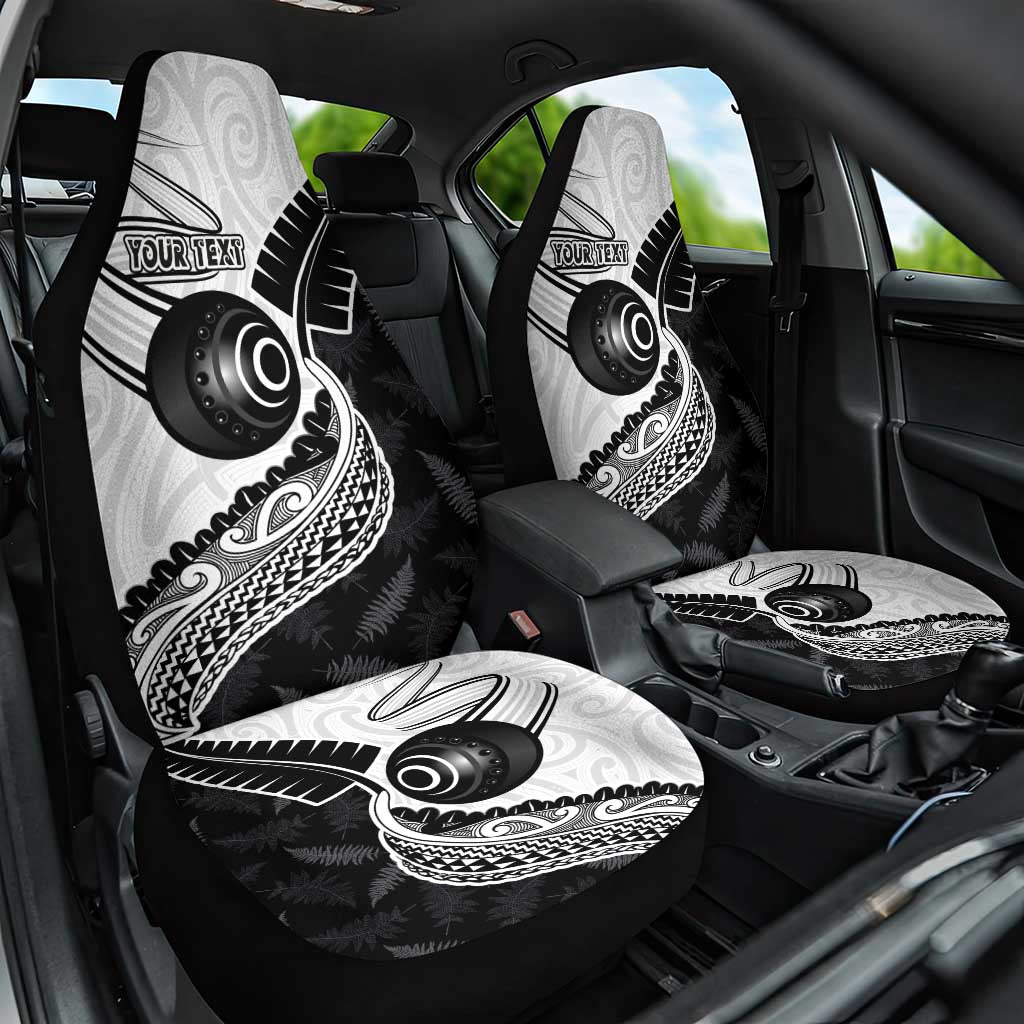 Personalised Aotearoa Lawn Bowls Car Seat Cover Maori and Silver Fern Half Style LT03 One Size White - Polynesian Pride