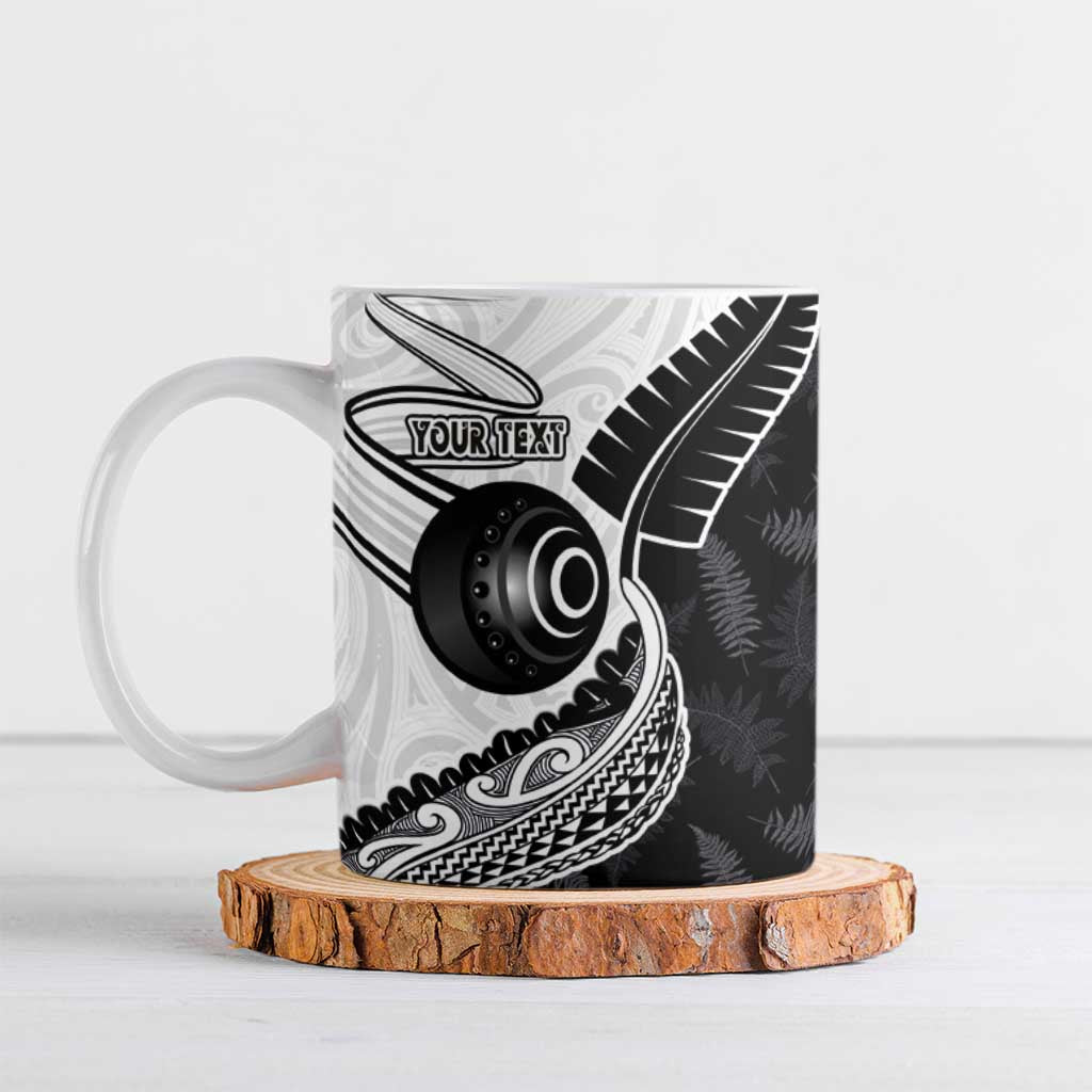 Personalised Aotearoa Lawn Bowls Ceramic Mug Maori and Silver Fern Half Style - Polynesian Pride