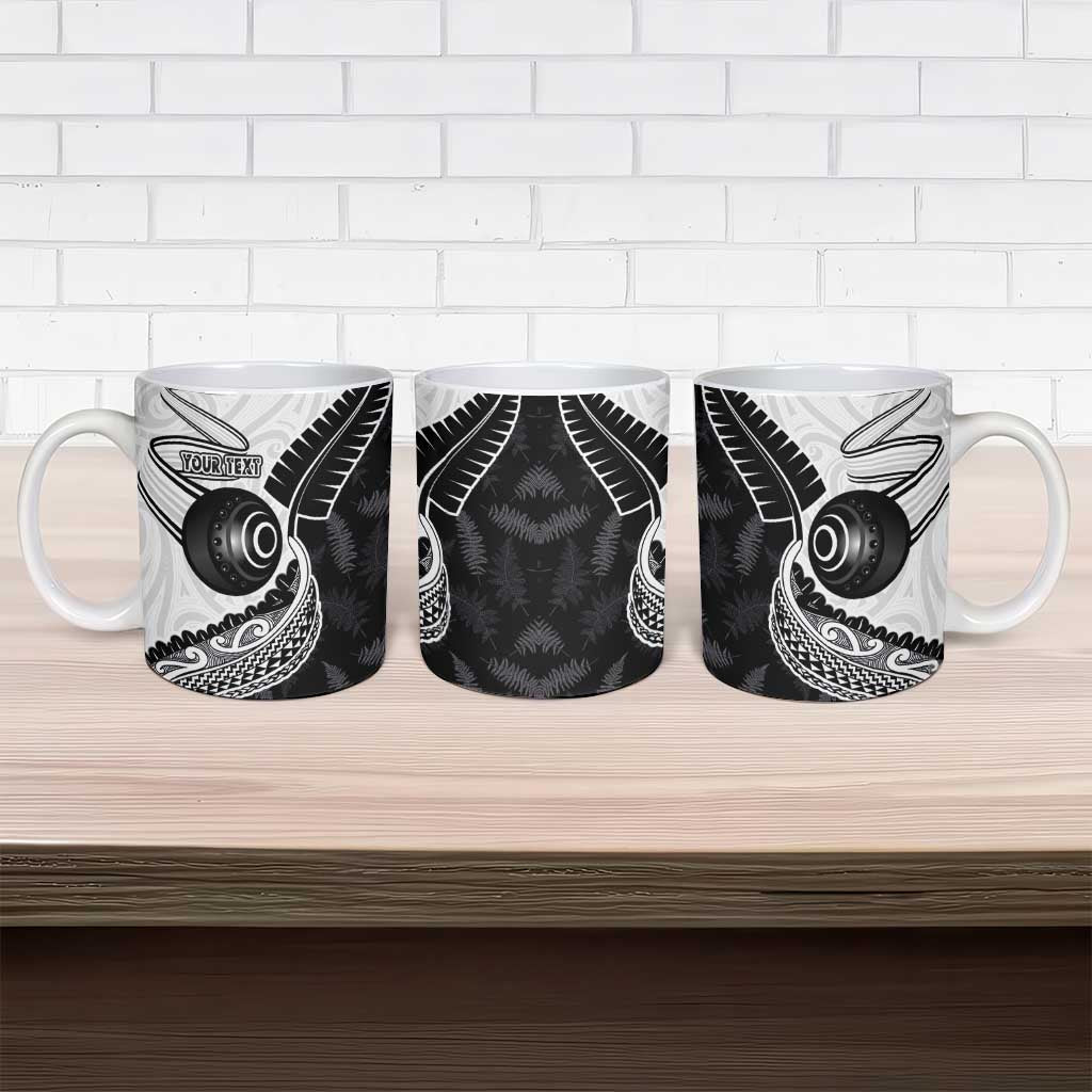 Personalised Aotearoa Lawn Bowls Ceramic Mug Maori and Silver Fern Half Style - Polynesian Pride