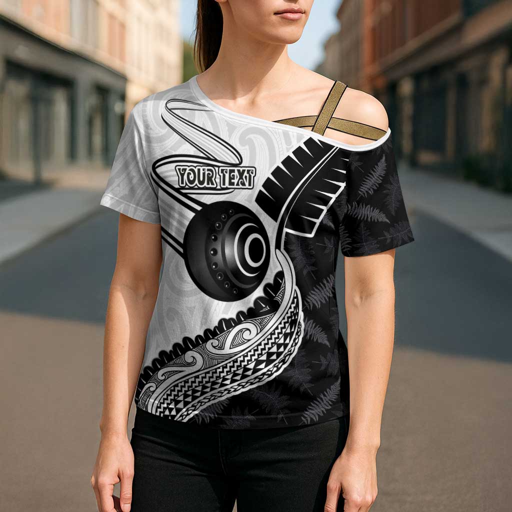 Personalised Aotearoa Lawn Bowls Cross Shoulder Shirt Maori and Silver Fern Half Style - Polynesian Pride