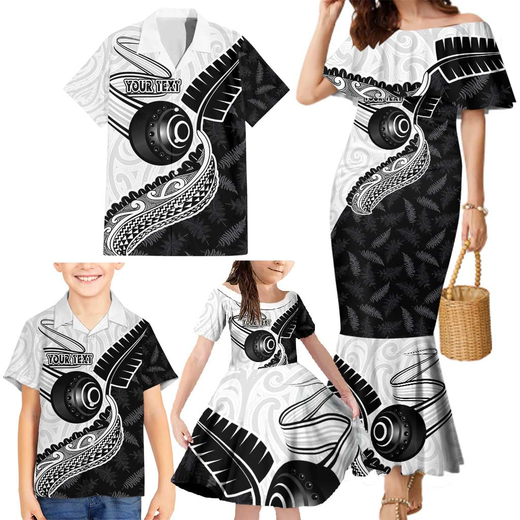 Personalised Aotearoa Lawn Bowls Family Matching Mermaid Dress and Hawaiian Shirt Maori and Silver Fern Half Style - Polynesian Pride