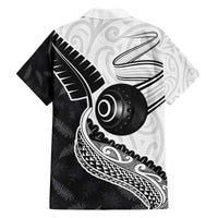 Personalised Aotearoa Lawn Bowls Family Matching Off The Shoulder Long Sleeve Dress and Hawaiian Shirt Maori and Silver Fern Half Style - Polynesian Pride