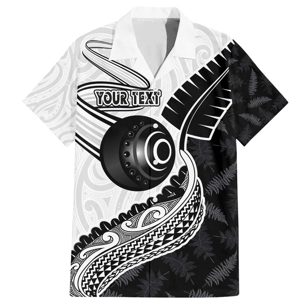 Personalised Aotearoa Lawn Bowls Family Matching Off Shoulder Short Dress and Hawaiian Shirt Maori and Silver Fern Half Style - Polynesian Pride