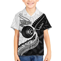 Personalised Aotearoa Lawn Bowls Family Matching Short Sleeve Bodycon Dress and Hawaiian Shirt Maori and Silver Fern Half Style - Polynesian Pride