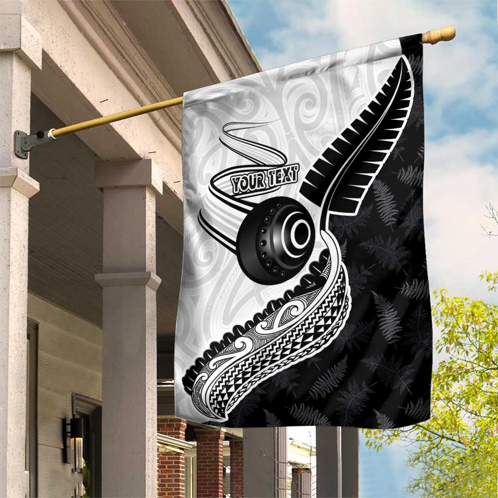 Personalised Aotearoa Lawn Bowls Garden Flag Maori and Silver Fern Half Style LT03 House Flag White - Polynesian Pride