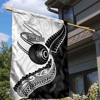 Personalised Aotearoa Lawn Bowls Garden Flag Maori and Silver Fern Half Style - Polynesian Pride