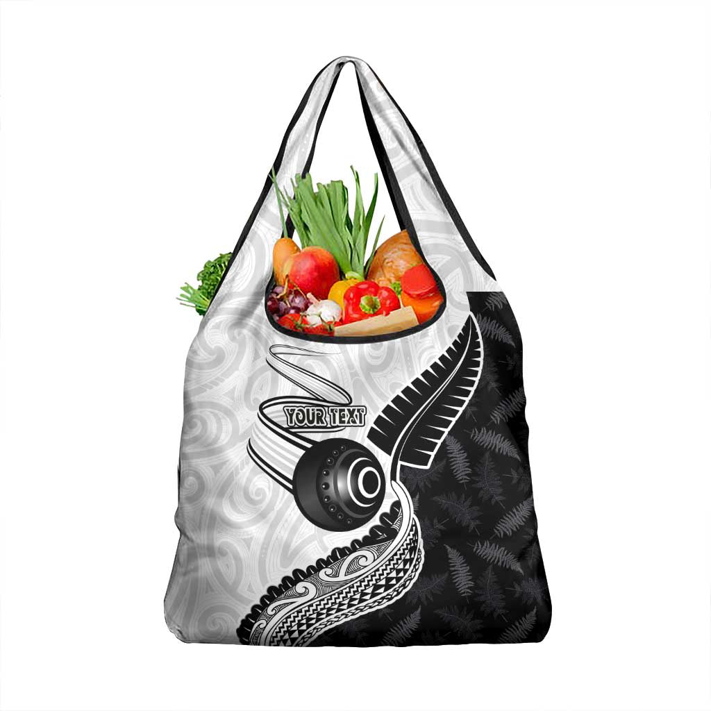 Personalised Aotearoa Lawn Bowls Grocery Bag Maori and Silver Fern Half Style - Polynesian Pride