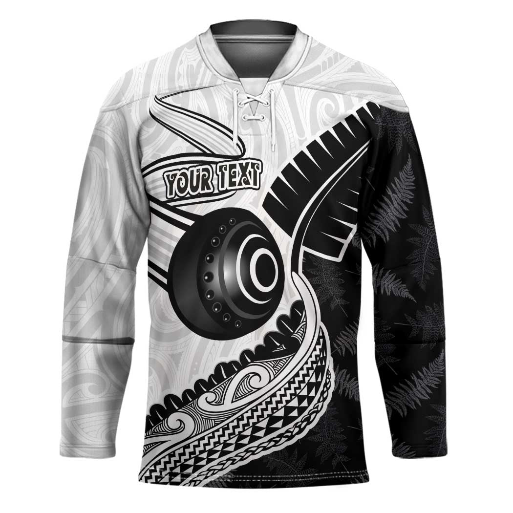 Personalised Aotearoa Lawn Bowls Hockey Jersey Maori and Silver Fern Half Style LT03 Unisex White - Polynesian Pride