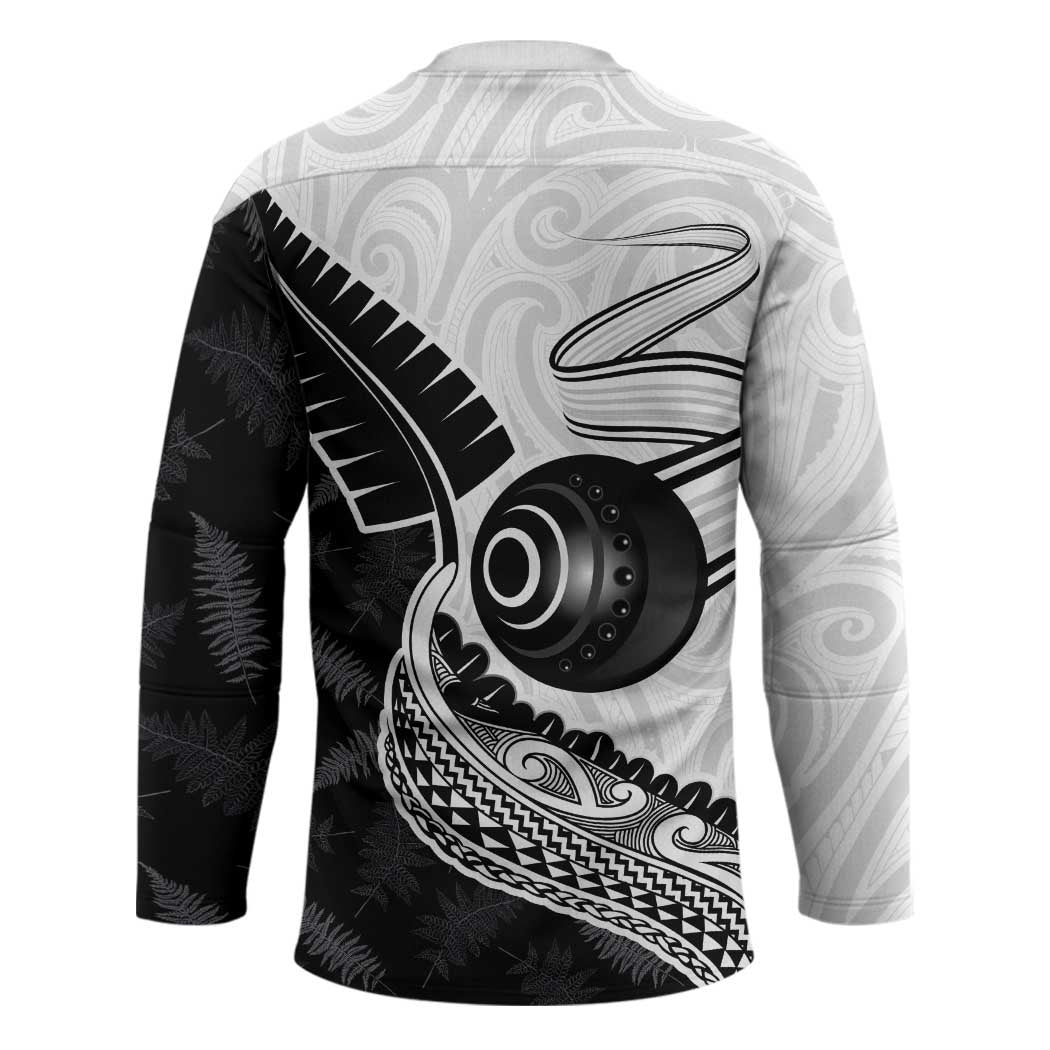 Personalised Aotearoa Lawn Bowls Hockey Jersey Maori and Silver Fern Half Style - Polynesian Pride