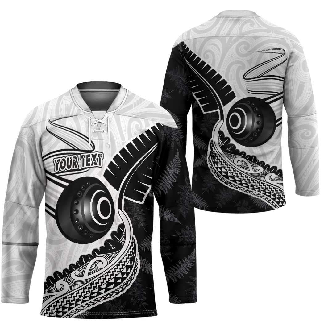 Personalised Aotearoa Lawn Bowls Hockey Jersey Maori and Silver Fern Half Style - Polynesian Pride