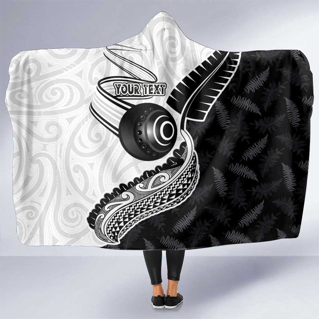 Personalised Aotearoa Lawn Bowls Hooded Blanket Maori and Silver Fern Half Style LT03 One Size White - Polynesian Pride