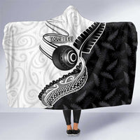 Personalised Aotearoa Lawn Bowls Hooded Blanket Maori and Silver Fern Half Style - Polynesian Pride