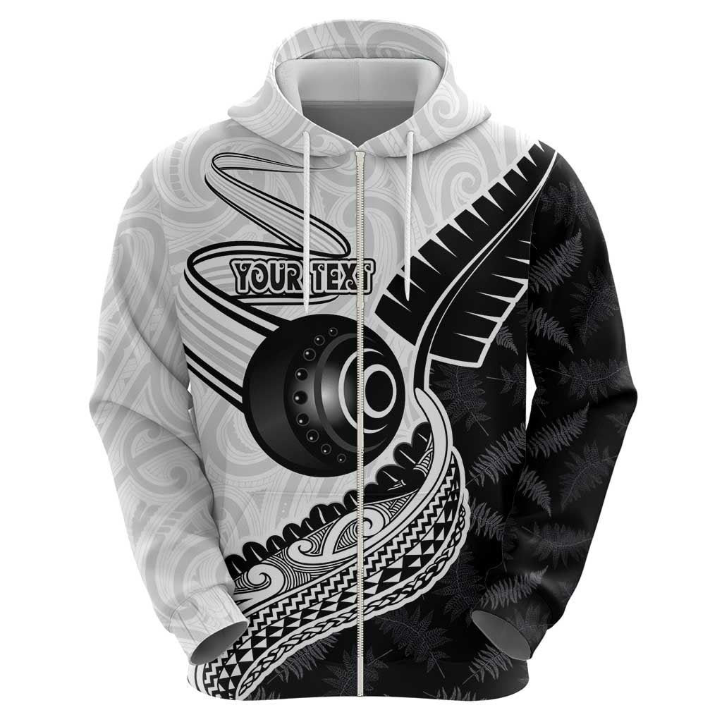 Personalised Aotearoa Lawn Bowls Hoodie Maori and Silver Fern Half Style - Polynesian Pride