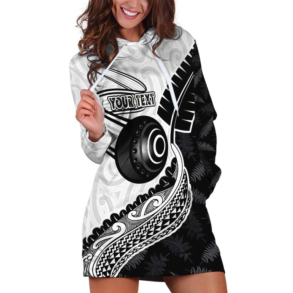 Personalised Aotearoa Lawn Bowls Hoodie Dress Maori and Silver Fern Half Style - Polynesian Pride