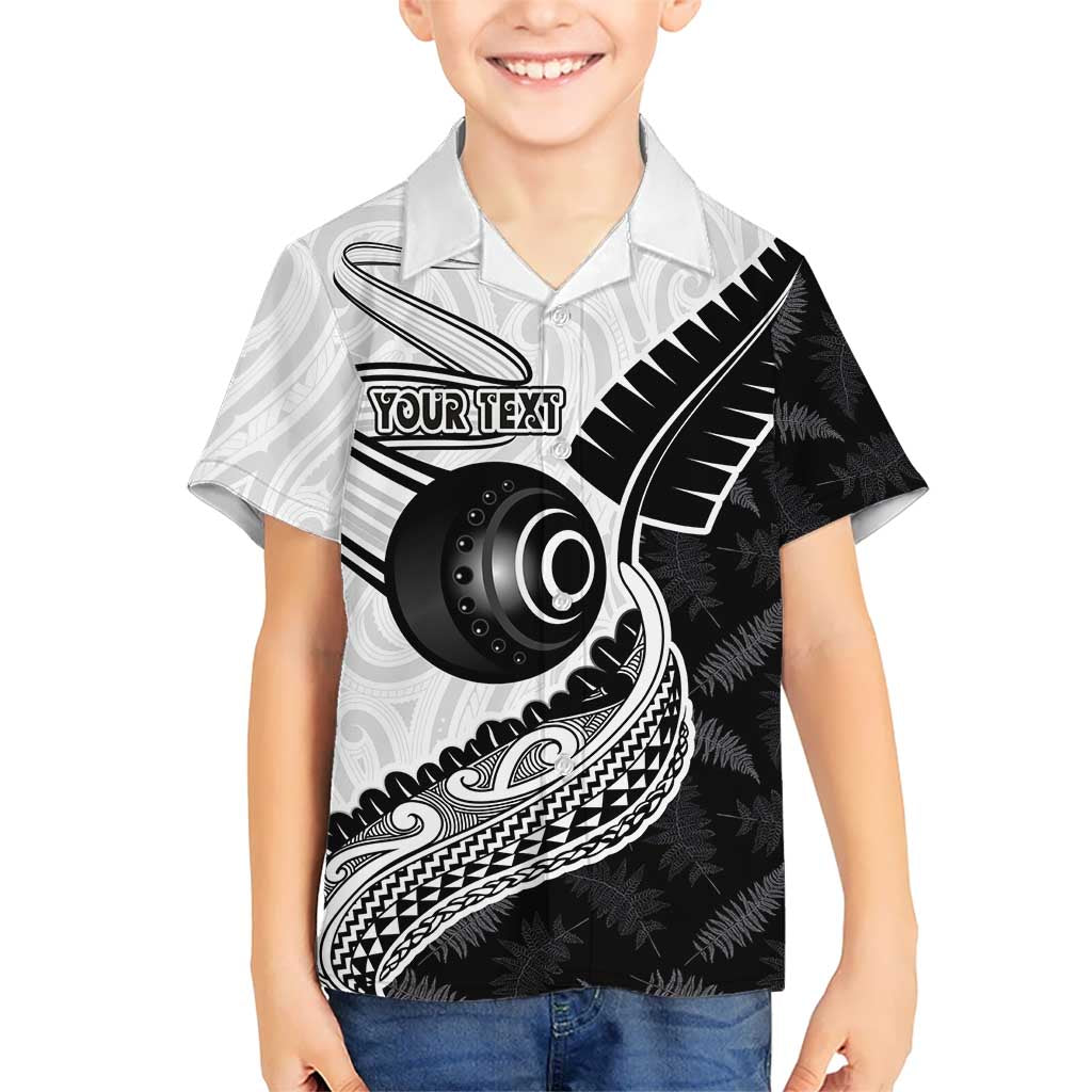 Personalised Aotearoa Lawn Bowls Kid Hawaiian Shirt Maori and Silver Fern Half Style - Polynesian Pride