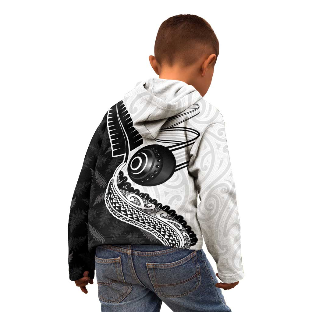 Personalised Aotearoa Lawn Bowls Kid Hoodie Maori and Silver Fern Half Style - Polynesian Pride