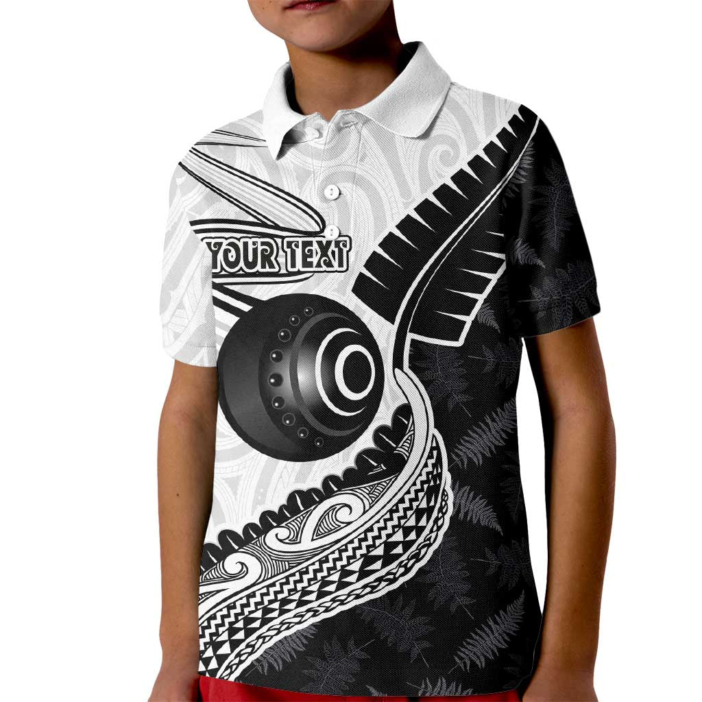 Personalised Aotearoa Lawn Bowls Kid Polo Shirt Maori and Silver Fern Half Style LT03 Kid White - Polynesian Pride