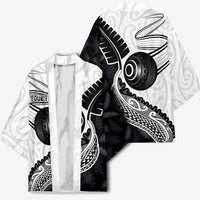 Personalised Aotearoa Lawn Bowls Kimono Maori and Silver Fern Half Style - Polynesian Pride