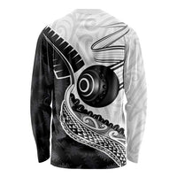 Personalised Aotearoa Lawn Bowls Long Sleeve Shirt Maori and Silver Fern Half Style - Polynesian Pride