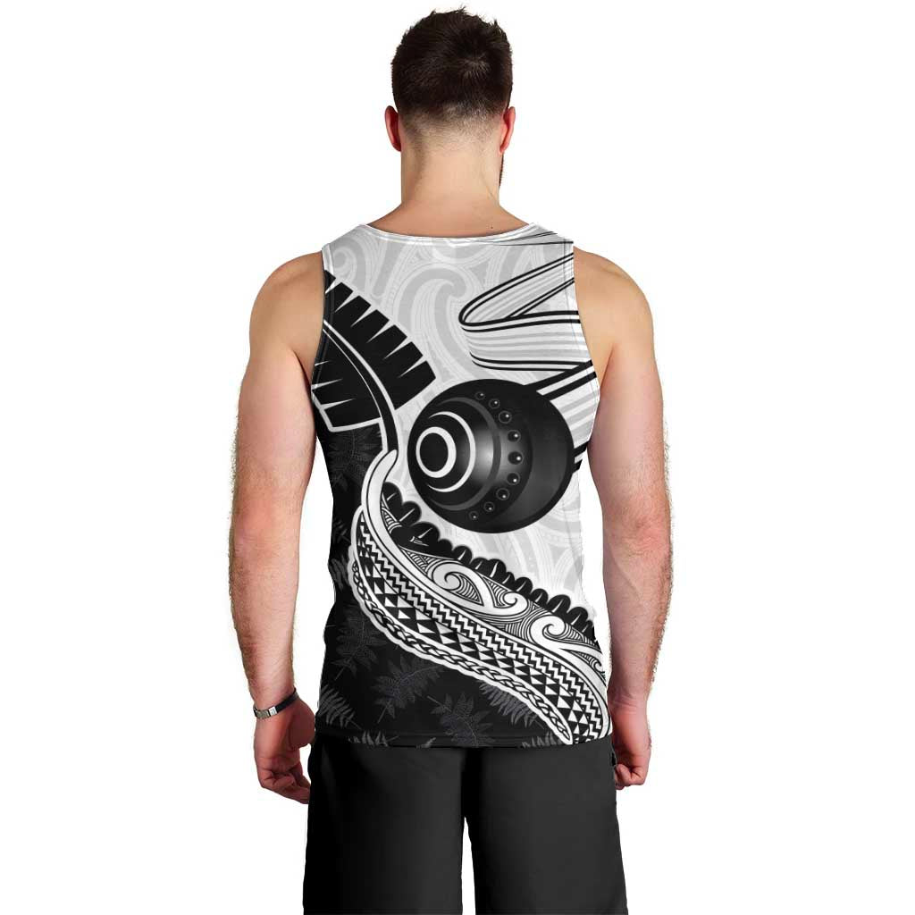 Personalised Aotearoa Lawn Bowls Men Tank Top Maori and Silver Fern Half Style - Polynesian Pride
