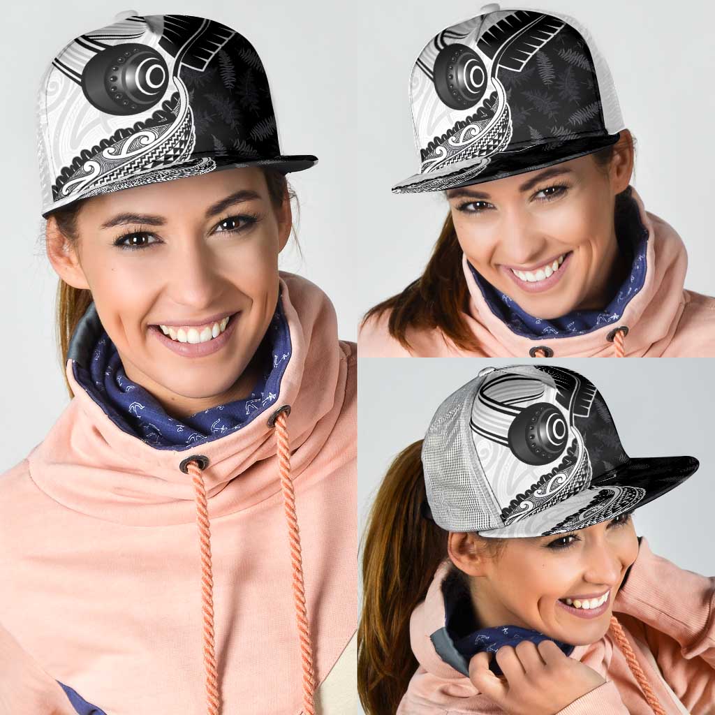 Aotearoa Lawn Bowls Mesh Trucker Cap Maori and Silver Fern Half Style - Polynesian Pride