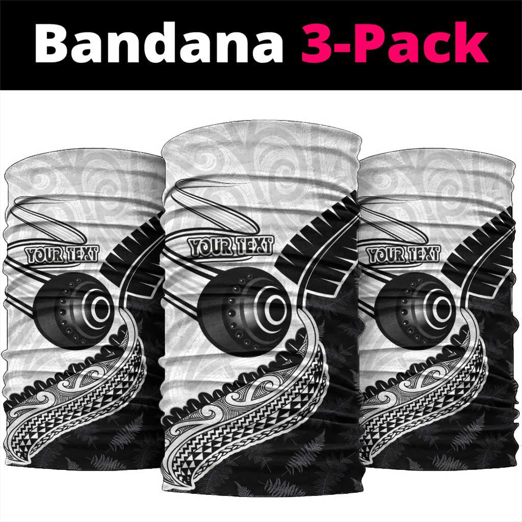 Personalised Aotearoa Lawn Bowls Neck Gaiter Maori and Silver Fern Half Style LT03 package One Size: 25*50cm White - Polynesian Pride
