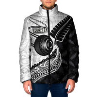 Personalised Aotearoa Lawn Bowls Padded Jacket Maori and Silver Fern Half Style - Polynesian Pride