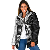Personalised Aotearoa Lawn Bowls Padded Jacket Maori and Silver Fern Half Style - Polynesian Pride