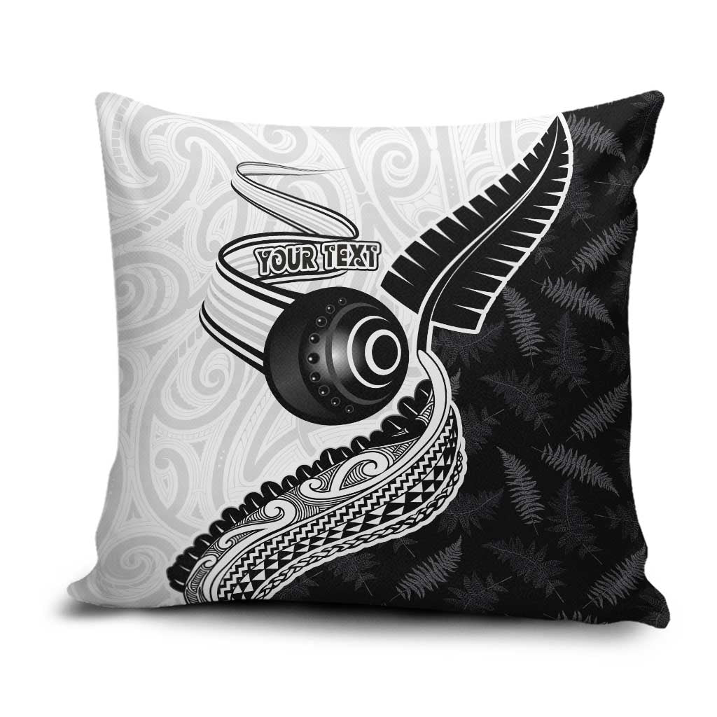 Personalised Aotearoa Lawn Bowls Pillow Cover Maori and Silver Fern Half Style LT03 White - Polynesian Pride