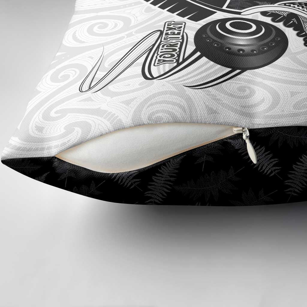 Personalised Aotearoa Lawn Bowls Pillow Cover Maori and Silver Fern Half Style - Polynesian Pride