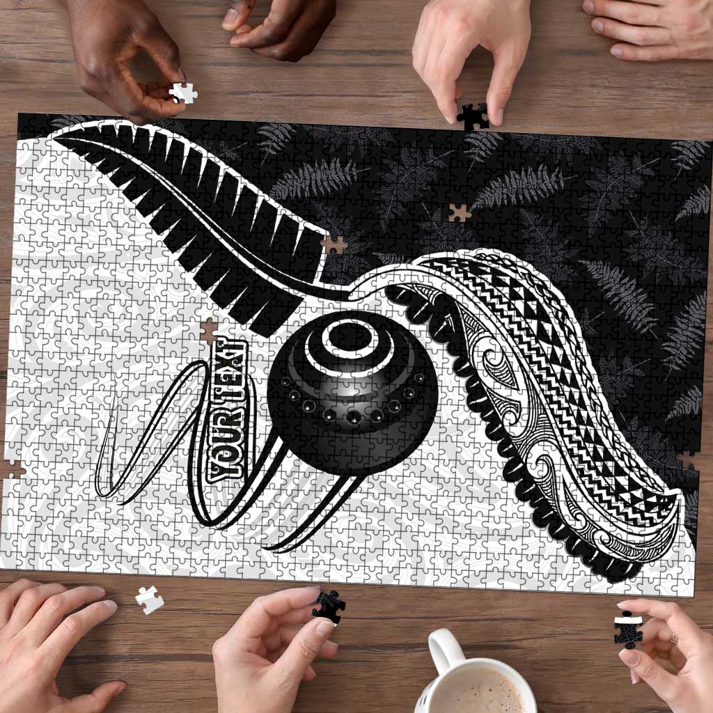 Personalised Aotearoa Lawn Bowls Puzzle Maori and Silver Fern Half Style LT03 - Polynesian Pride