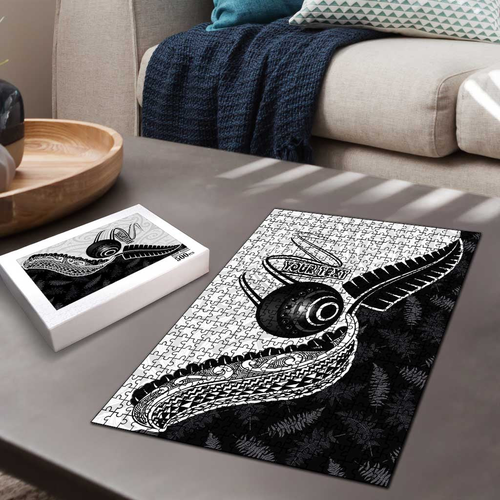 Personalised Aotearoa Lawn Bowls Puzzle Maori and Silver Fern Half Style LT03 - Polynesian Pride