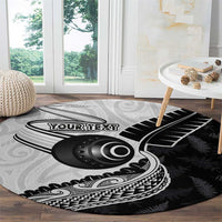 Personalised Aotearoa Lawn Bowls Round Carpet Maori and Silver Fern Half Style - Polynesian Pride