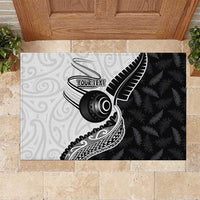 Personalised Aotearoa Lawn Bowls Rubber Doormat Maori and Silver Fern Half Style - Polynesian Pride