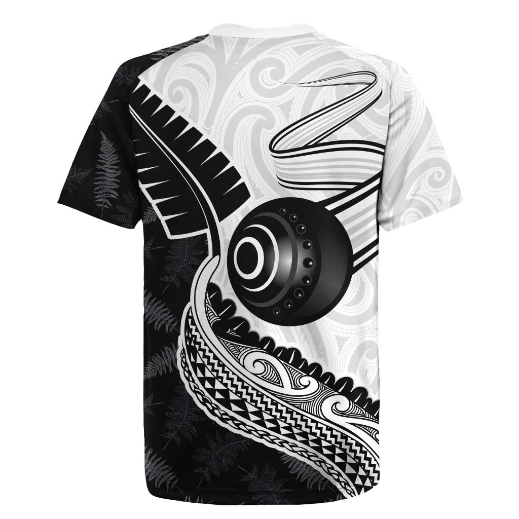Personalised Aotearoa Lawn Bowls Rugby Jersey Maori and Silver Fern Half Style - Polynesian Pride