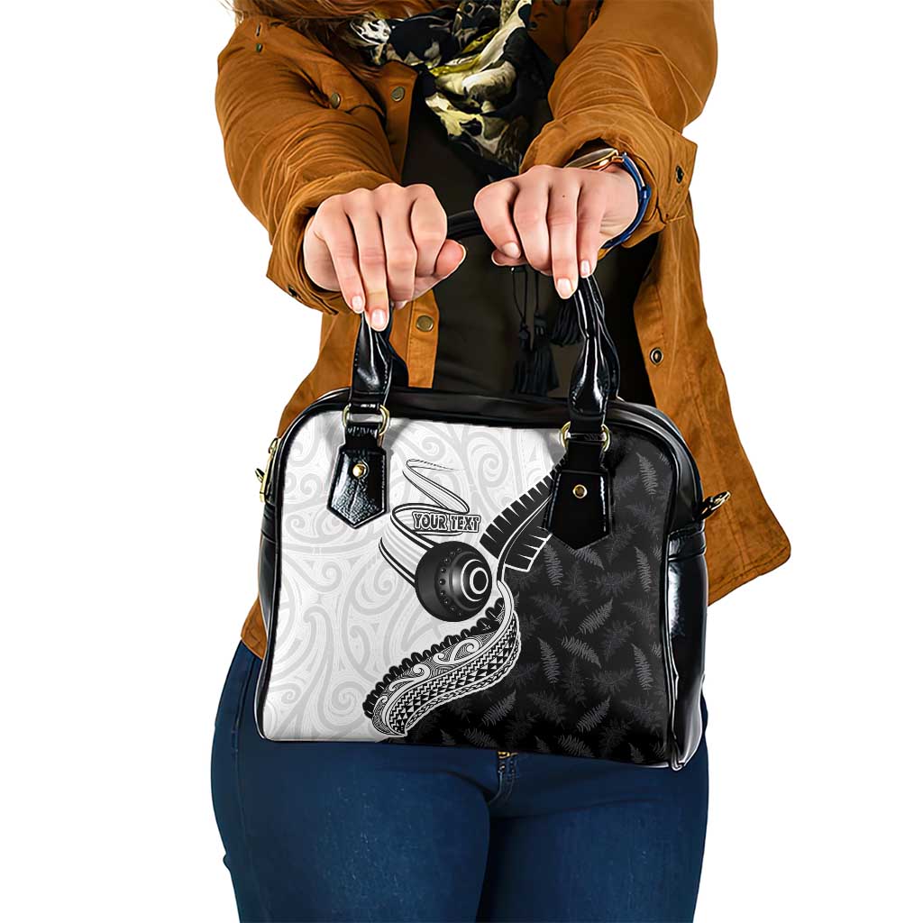 Personalised Aotearoa Lawn Bowls Shoulder Handbag Maori and Silver Fern Half Style LT03 One Size White - Polynesian Pride