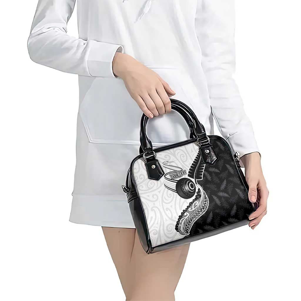Personalised Aotearoa Lawn Bowls Shoulder Handbag Maori and Silver Fern Half Style - Polynesian Pride
