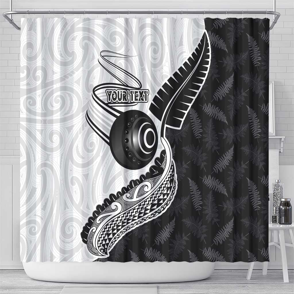 Personalised Aotearoa Lawn Bowls Shower Curtain Maori and Silver Fern Half Style - Polynesian Pride