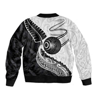 Personalised Aotearoa Lawn Bowls Sleeve Zip Bomber Jacket Maori and Silver Fern Half Style - Polynesian Pride