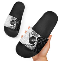 Personalised Aotearoa Lawn Bowls Slide Sandals Maori and Silver Fern Half Style - Polynesian Pride