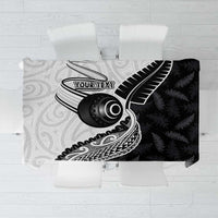Personalised Aotearoa Lawn Bowls Tablecloth Maori and Silver Fern Half Style - Polynesian Pride