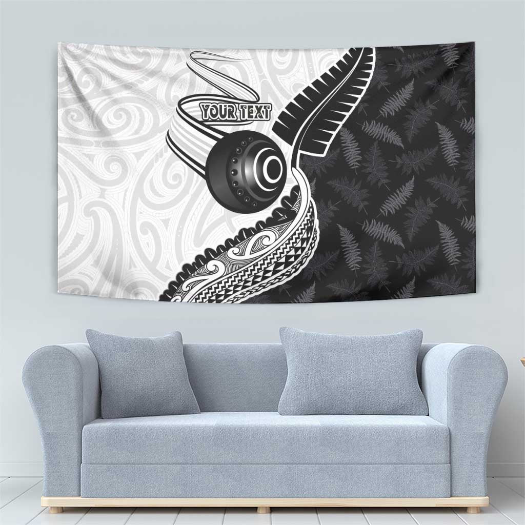 Personalised Aotearoa Lawn Bowls Tapestry Maori and Silver Fern Half Style - Polynesian Pride