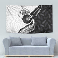 Personalised Aotearoa Lawn Bowls Tapestry Maori and Silver Fern Half Style - Polynesian Pride