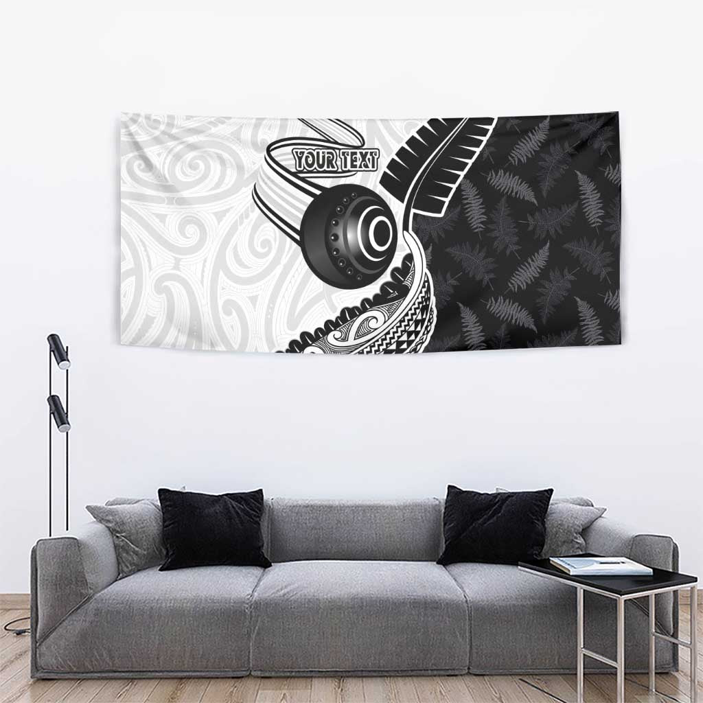 Personalised Aotearoa Lawn Bowls Tapestry Maori and Silver Fern Half Style - Polynesian Pride