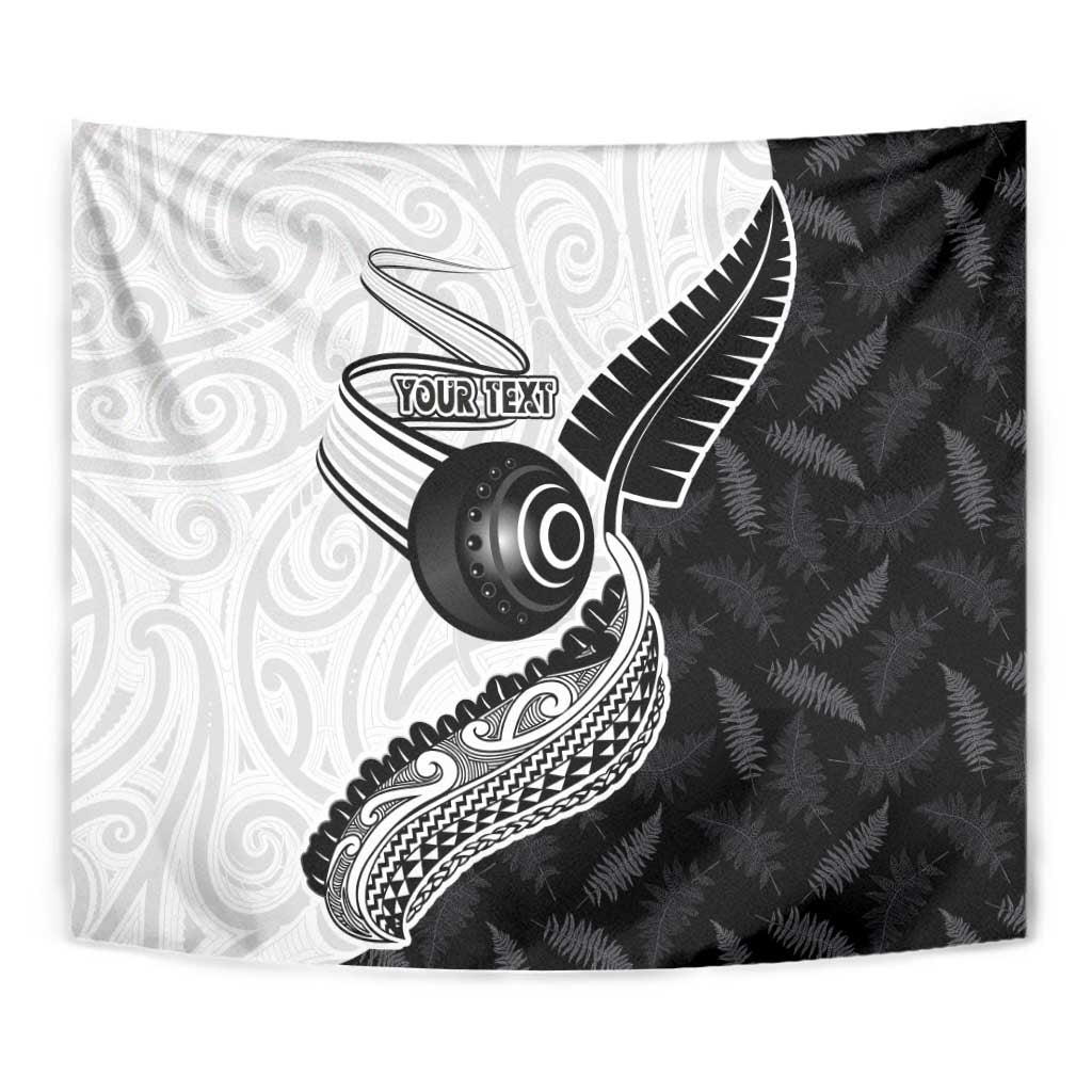 Personalised Aotearoa Lawn Bowls Tapestry Maori and Silver Fern Half Style - Polynesian Pride