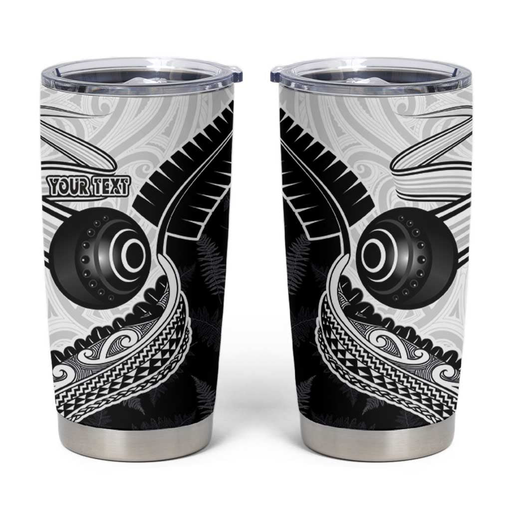 Personalised Aotearoa Lawn Bowls Tumbler Cup Maori and Silver Fern Half Style LT03 White - Polynesian Pride