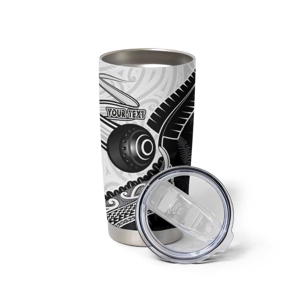 Personalised Aotearoa Lawn Bowls Tumbler Cup Maori and Silver Fern Half Style - Polynesian Pride