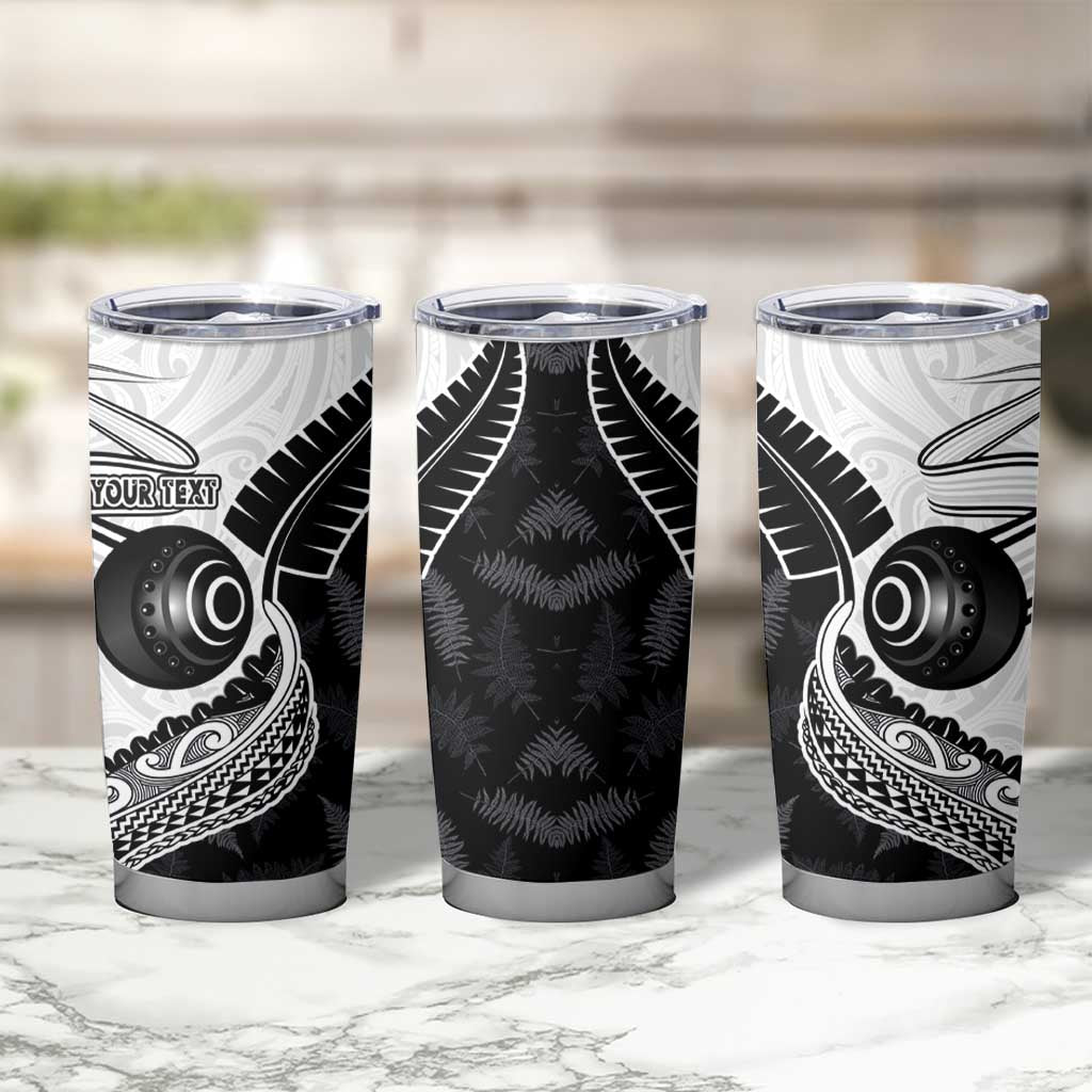 Personalised Aotearoa Lawn Bowls Tumbler Cup Maori and Silver Fern Half Style - Polynesian Pride