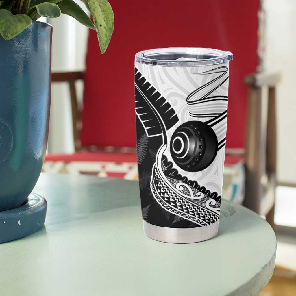Personalised Aotearoa Lawn Bowls Tumbler Cup Maori and Silver Fern Half Style - Polynesian Pride