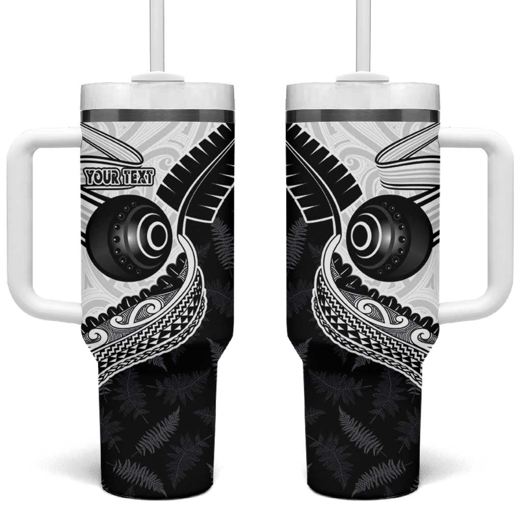 Personalised Aotearoa Lawn Bowls Tumbler With Handle Maori and Silver Fern Half Style LT03 One Size: 40 oz White - Polynesian Pride